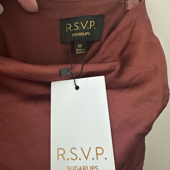 R.S.V.P. Sugarlips Satin One Shoulder Maxi Dress in color Cinnamon - Picture 3 of 5